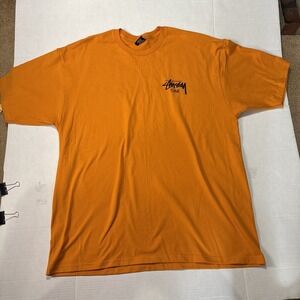Stussy Guam T-Shirt XXL Orange Short Sleeve Graphic Logo Streetwear Mens XXL